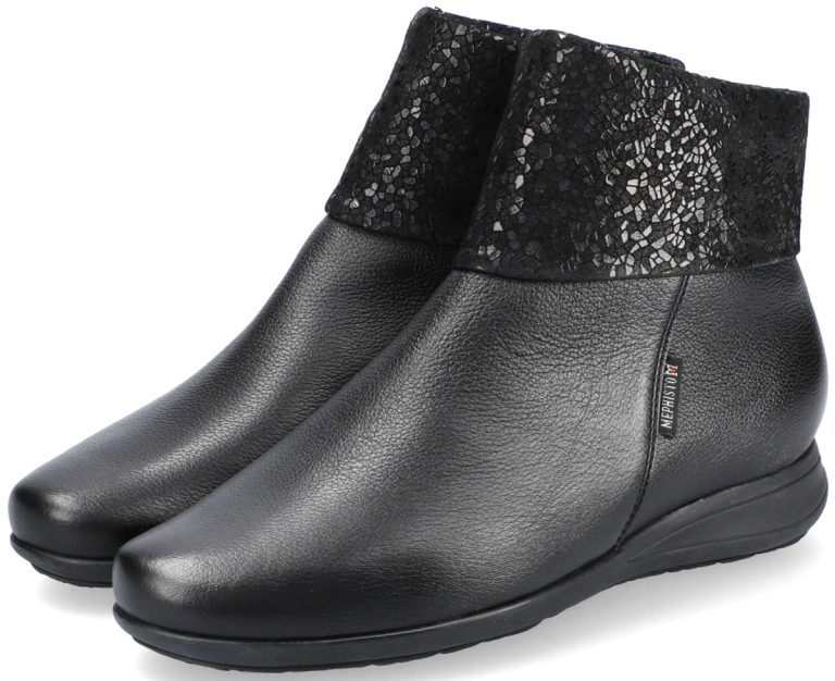 Mephisto NERIA lederen/nubuck enkellaars voor dames - zwart